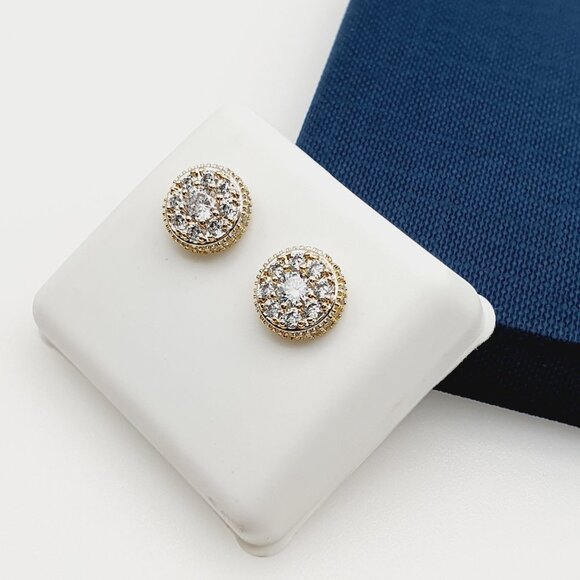 "14K Gold Plated Cubic Zircon Earrings, INUS1BR150 - Picture 1 of 8